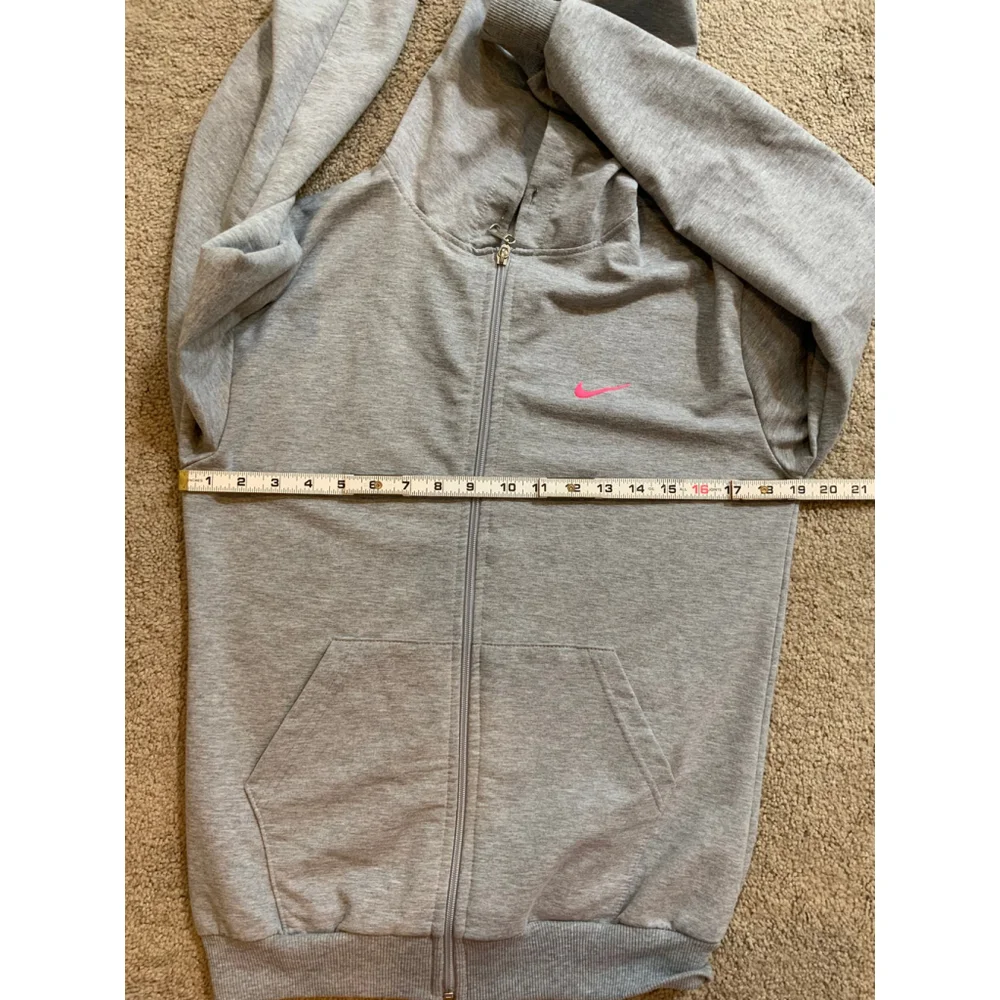 Nike Women's Gray Full Zip Hoodie Size 16 Yas Hot Pink Embroidered Logo Athletic